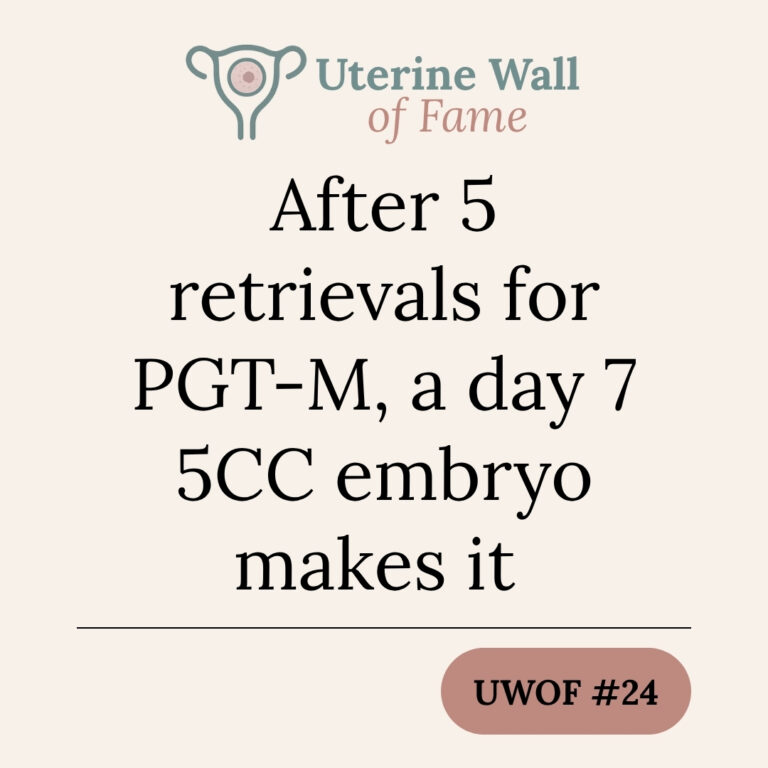 After 5 retrievals for PGT-M, a day 7 5CC embryo makes it